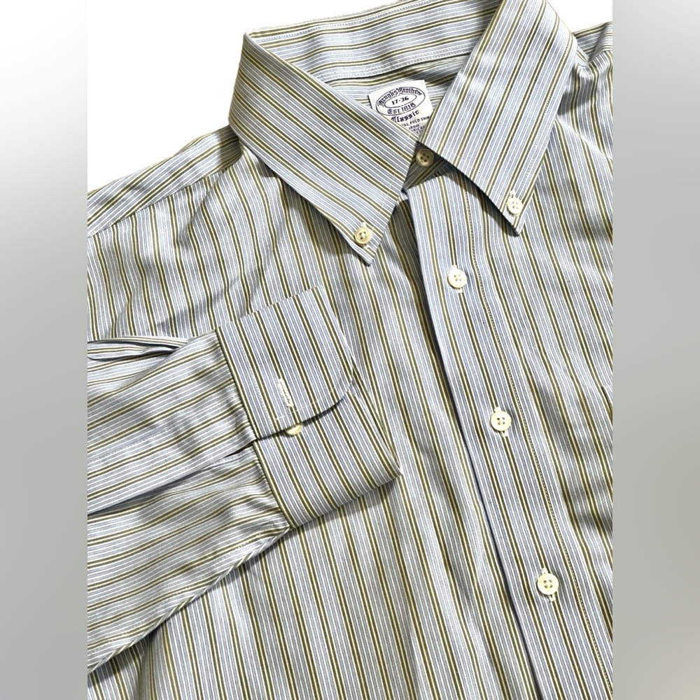 Men’s Brooks Brothers Striped Classic Button Down Shirt XL 17/36